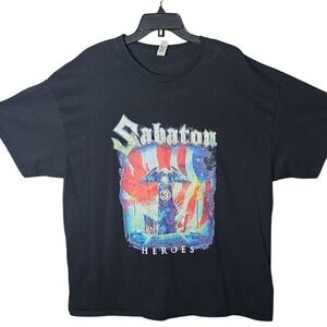 Sabaton 2014 Black Concert Graphic T Shirt With Dates Size XXL Unisex